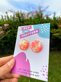Opal and Pink Round Studs - Large