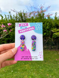 Confetti and Purple - Dangle Earrings
